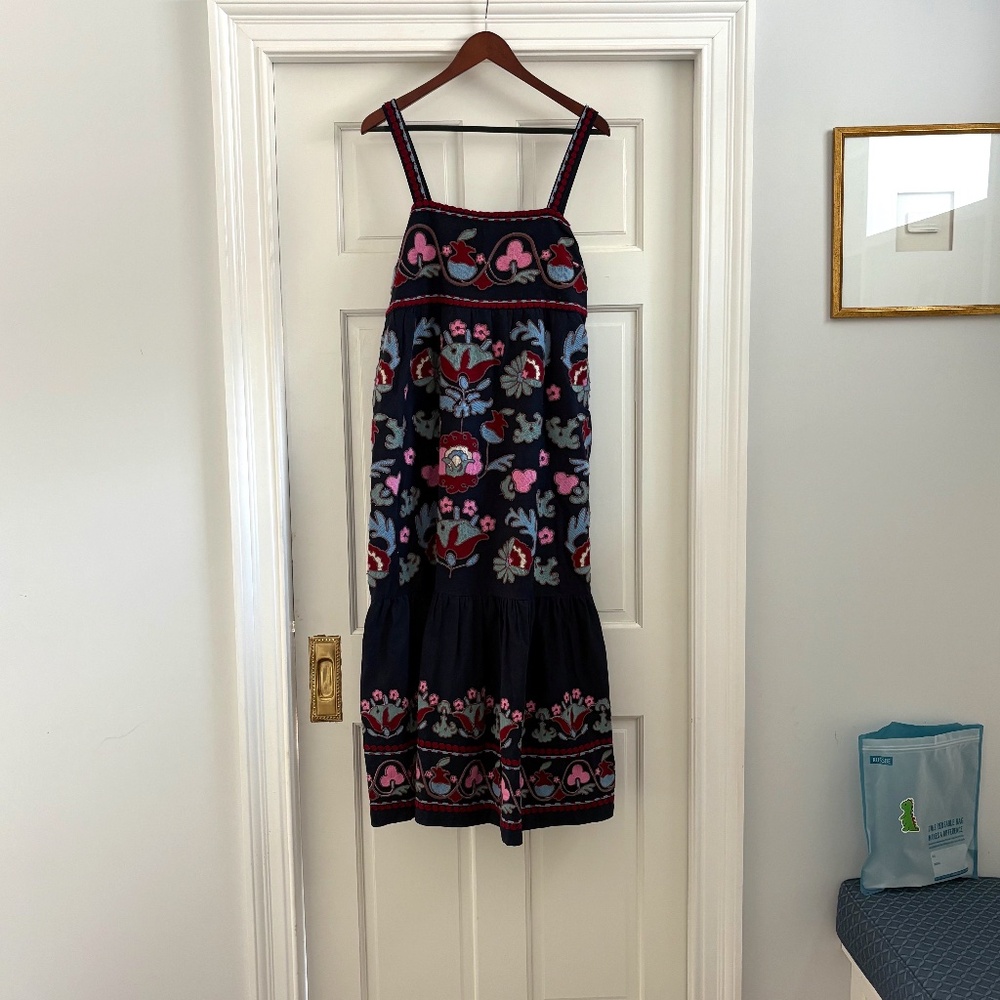 Tuckernuck Navy Eclisse Embroidery Slip Dress